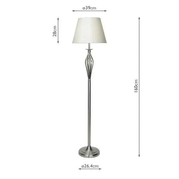 Secondary Picture of Bybliss Floor Lamp Satin Chrome with Shade
