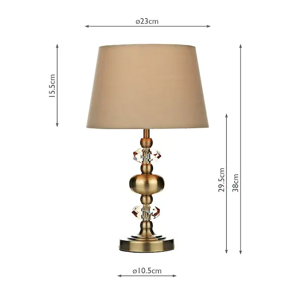 Secondary Picture of Edith Touch Table Lamp Antique Brass complete with Shade