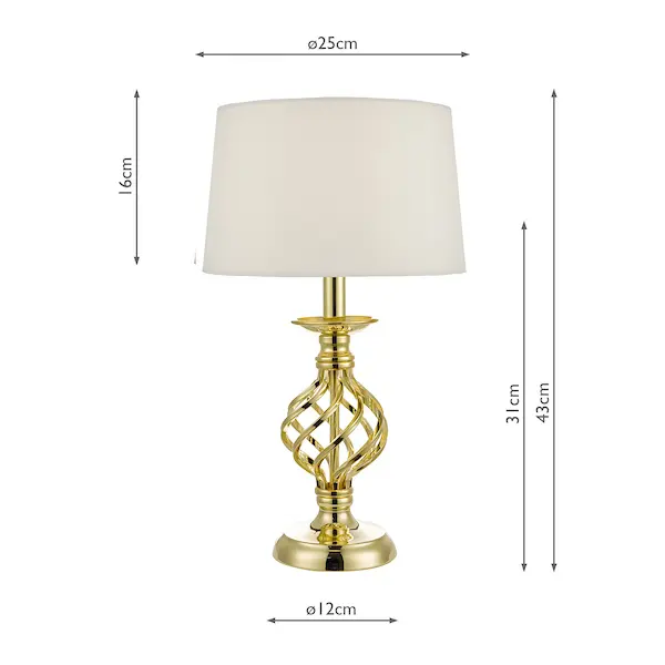 Secondary Picture of Iffley Touch Table Lamp Gold Twist Base with Shade