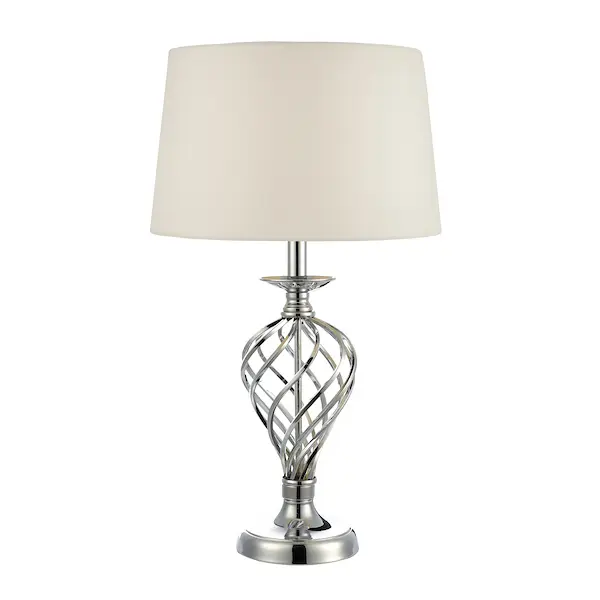 Picture of Iffley Touch Table Lamp Polished Chrome Twist Cage Base with Shade