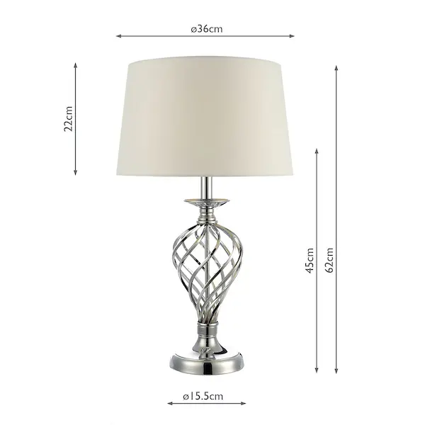 Secondary Picture of Iffley Touch Table Lamp Polished Chrome Twist Cage Base with Shade