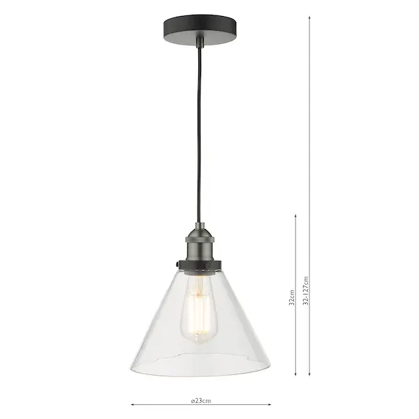 Secondary Picture of Ray 1 Light Single Pendant Antique Nickel Clear Glass