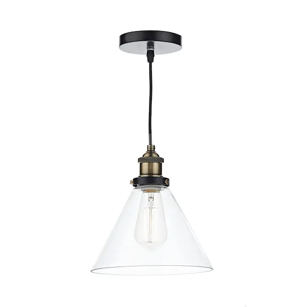 Picture of Ray 1 Light Pendant Antique Brass Clear