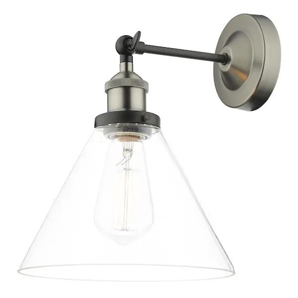 Third Picture of Ray Single Wall Light Antique Nickel Clear Glass