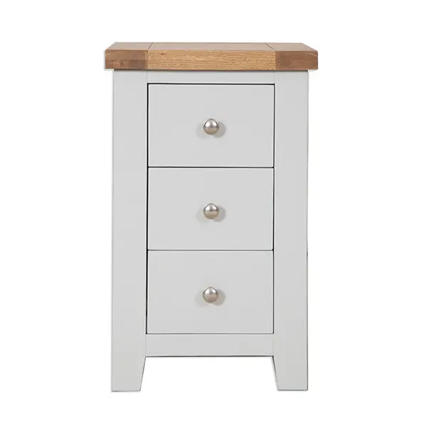 Secondary Picture of French Grey Three Drawer Bedside Cabinet