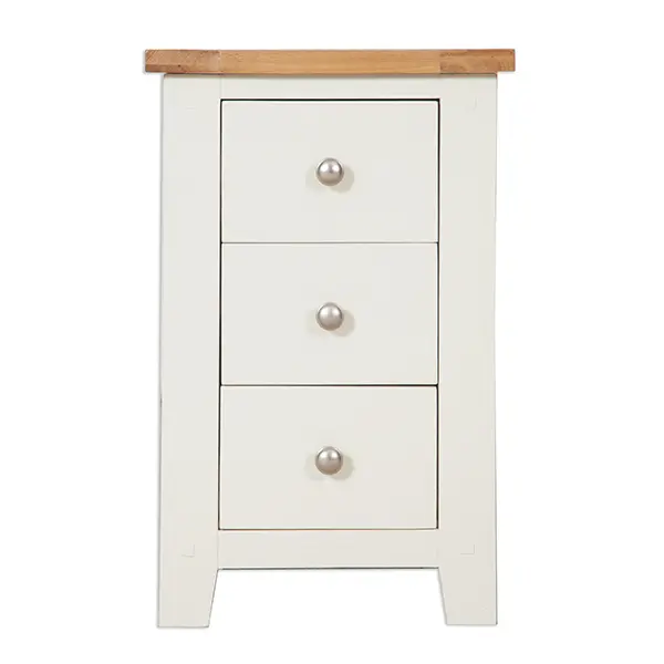 Secondary Picture of Ivory Three Drawer Bedside Cabinet